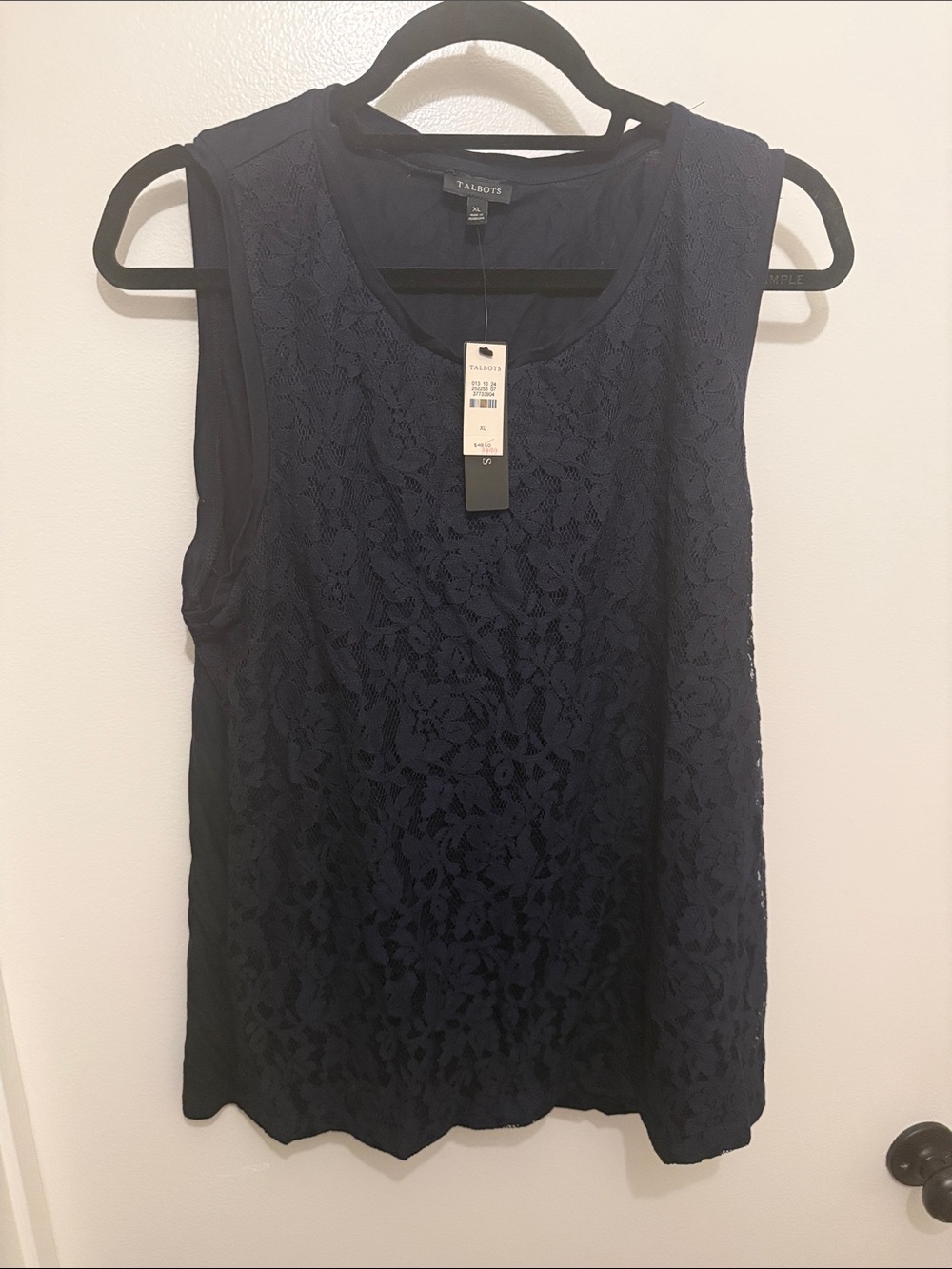 Talbots Navy Lace Sleeveless Camisole Top